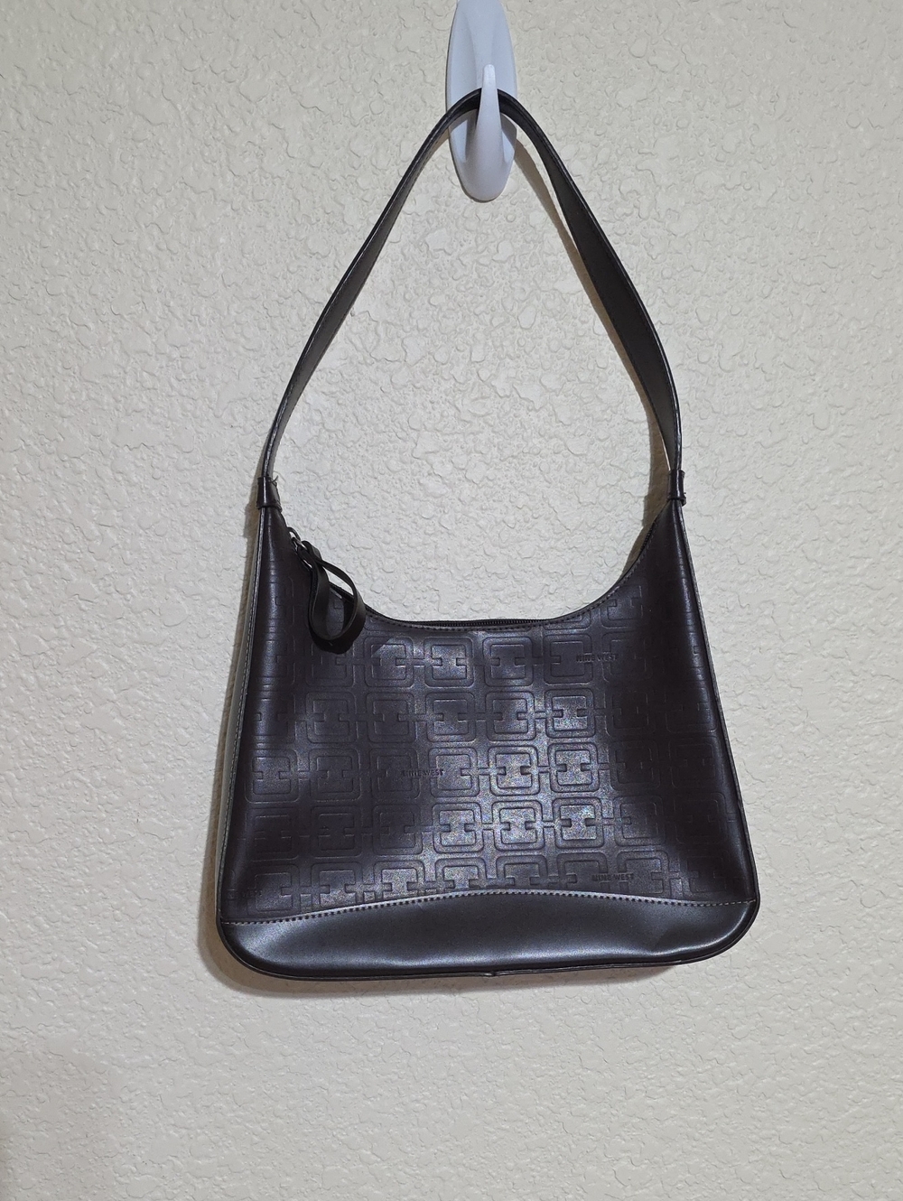 Vintage Nine West Dark Brown Embossed Shoulder Bag